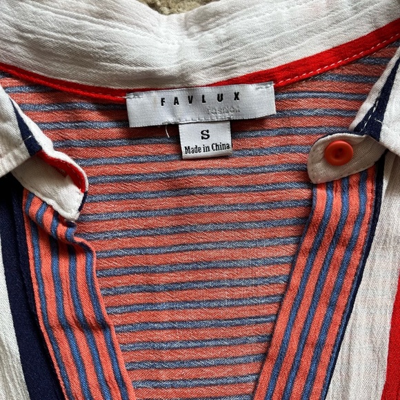 Colorful striped button down top size S - Picture 3 of 5